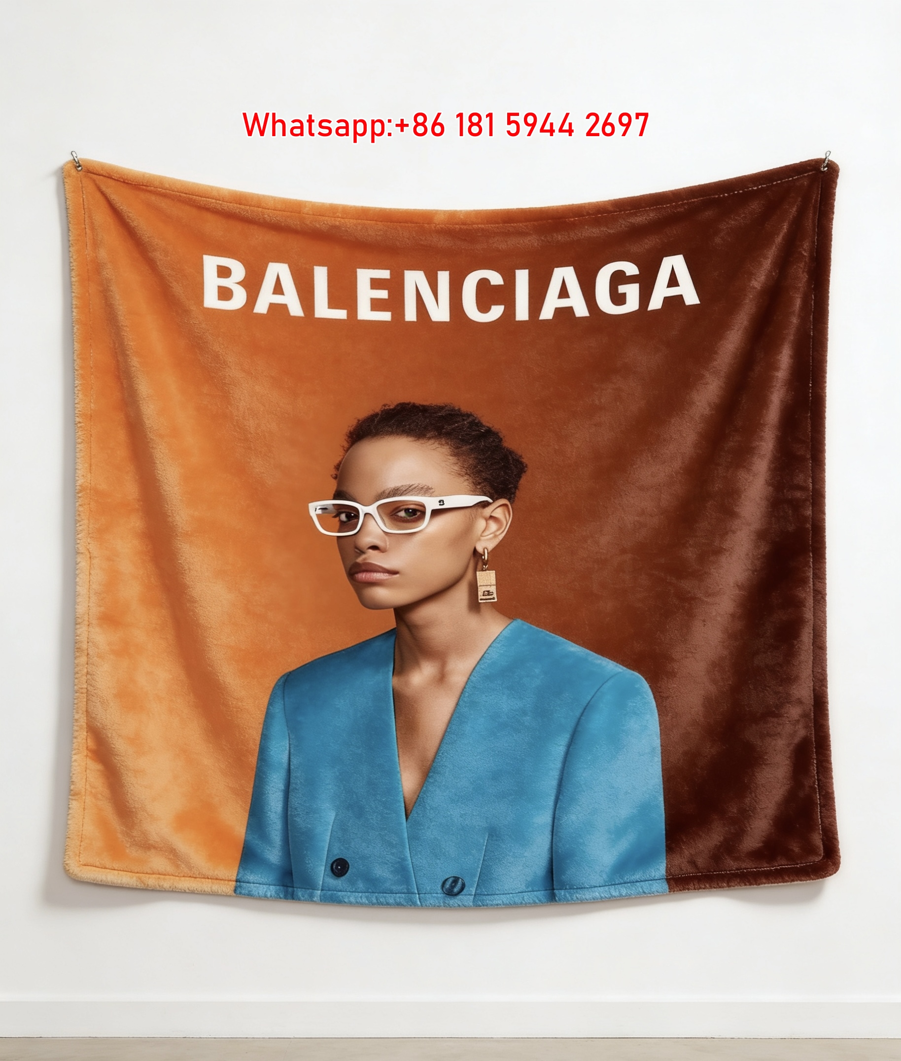 Balenciaga Eyewear Print Fleece Throw Blanket BA447
